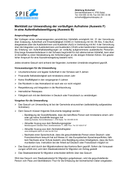 Merkblatt Umwandlung Ausweis F in Ausweis B