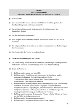 Satzung AWO Kreisverband EN beschlossen auf der Kreiskonferenz