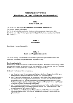 Nordfreunde, Satzung beschlossen am 8.6.2015x