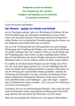 Die Vergebung der S&uuml;nden