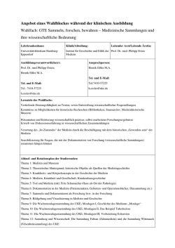 GTE Sammeln, forschen, bewahren &ndash; Medizinische Sammlung