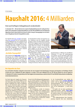 Haushalt 2016:4 Milliarden für Flüchtlingsp
