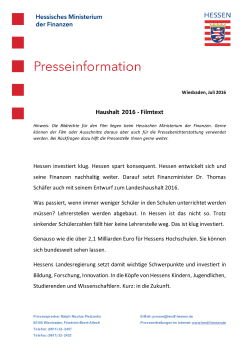Haushalt 2016 - Filmtext - Hessisches Ministerium der Finanzen
