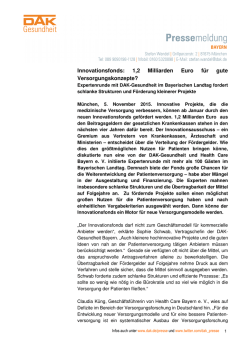 Innovationsfonds: 1,2 Milliarden Euro f&uuml;r gute Versorgungskonzepte?