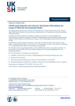 Presseinformation UKSH sucht Patienten mit schwerer chronischer