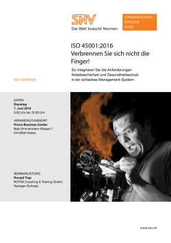 ISO 45001:2016 Verbrennen Sie sich nicht die Finger!