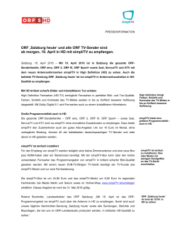 ORF ‚Salzburg heute` und alle ORF TV-Sender sind ab