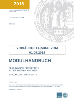 Modulhandbuch Masterstudienfach Bildung und Förderung in der