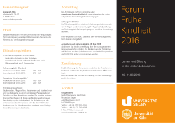 Forum Frühe Kindheit 2016