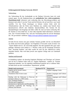 Erfahrungsbericht Durham University 2014/15 Vorbereitung Zur