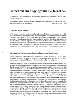 Gutachten zur Angelegenheit &laquo;Dorothea