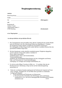 Honorarvereinbarung nach Stunden