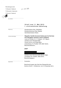 Bundesgerichtsurteil gegen Skyguide vom 11. Mai 2015
