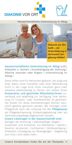 Hauswirtschaftliche Unterst&uuml;tzung im Alltag (z.B.): Einkaufen u