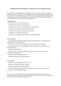 Huegel u Schoeckelland Stellenausschreibung Assistenz der