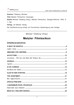 Metzler Filmlexikon Inhaltsverzeichnis
