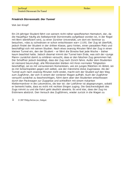 Interpretation. Friedrich D&uuml;rrenmatt: "Der Tunnel"