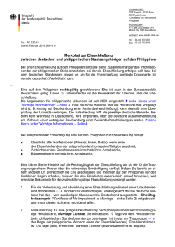 Merkblatt zur Eheschlie&szlig;ung zwischen deutschen und philippinischen