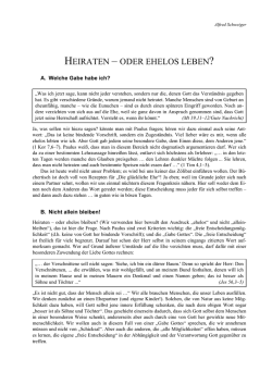 HEIRATEN &ndash; ODER EHELOS LEBEN?