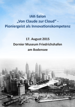 IAK-Salon &bdquo;Von Claude zur Cloud&ldquo;