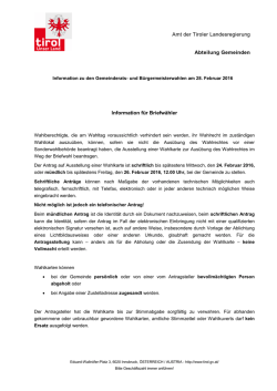 Information f&uuml;r Briefw&auml;hler