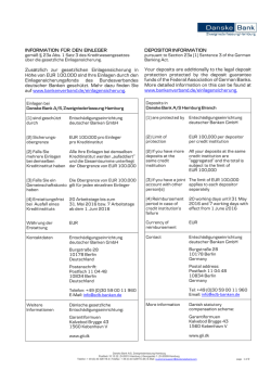Depositor Information - Einlagensicherung