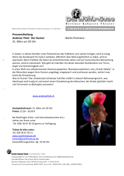 Pressemitteilung Andreas Thiel: Der Humor - Berlin-Premiere