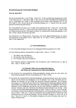 Grundordnung der Universität Stuttgart Vom 23. April 2015