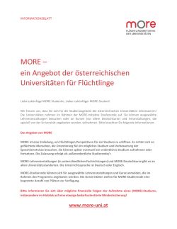 MORE – ein Angebot der österreichischen Universitäten für