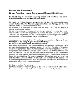 Infoblatt zum Sporteignungstest der Universität Göttingen