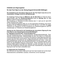 Infoblatt zum Sporteignungstest der Universit&auml;t G&ouml;ttingen