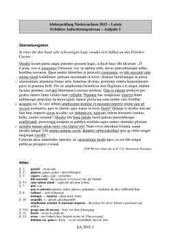 Latein Erhöhtes Anforderungsniveau – Aufgabe I In