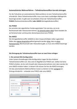 Automatisiertes Mahnverfahren – Teilnehmerkennziffern korrekt