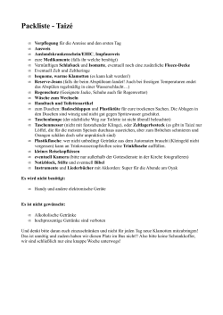 Packliste - Taiz&eacute; - St.Franziskus Hochdahl