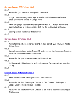 German Grades 7/8 Periods 1 & 7 Oct. 5 Review for Quiz tomorrow