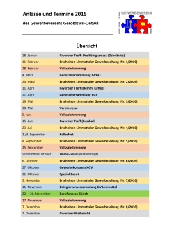 Uebersicht Events 2016 - Gewerbevereins Geroldswil