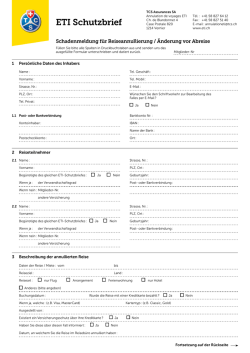 Reiseannullierung und Schadenformular Arztbericht