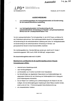 Planstellenausschreibung der Landespolizeidirektion Tirol, Gz. P6