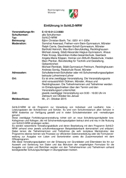 Einführung in SchILD-NRW - Bezirksregierung Münster