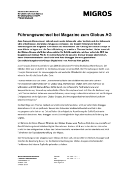 Führungswechsel bei Magazine zum Globus AG