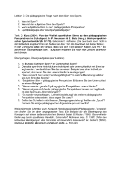 Lektion 3: Die pädagogische Frage nach dem Sinn des Sports 1