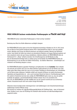 FREIE WÄHLER Sachsen verabschieden Positionspapier zu Flucht