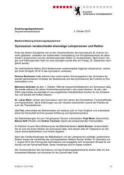 Gymnasium verabschiedet ehemalige Lehrpersonen und Rektor