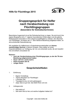 Gruppengespr&auml;ch f&uuml;r Helfer nach Verabschiedung von
