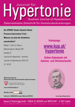Die SPRINT-Studie (Systolic Blood Pressure Intervention Trial) &OElig;