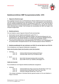 Selektionsrichtlinien ISMF Europameisterschaften 2016