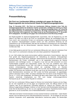 Pressemitteilung - Stiftung Fürst Liechtenstein