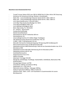 Maschinen-Liste Schweisstechnik Fürst