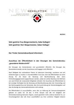 Newsletter August 2015 - Tiroler Gemeindeverband
