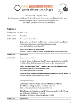 Programm - Sektion Organisationssoziologie